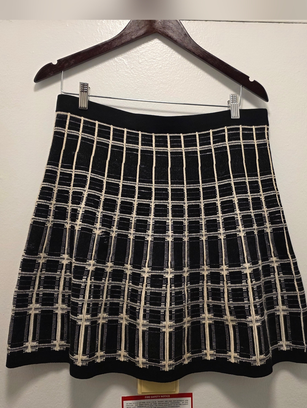 Nanette Lepore Black and Cream Plaid Skater Skirt